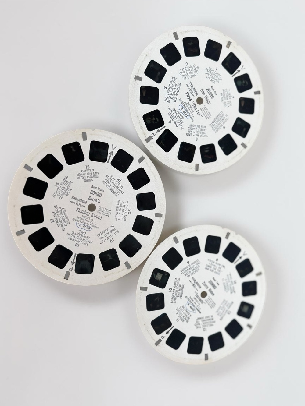 Vintage Zorro View-Master Reels Complete Set of 3 Disney 1958